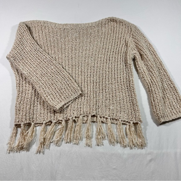 Altar'd State Sweaters - Altar'd State Textured Fringe Sweater - Cream